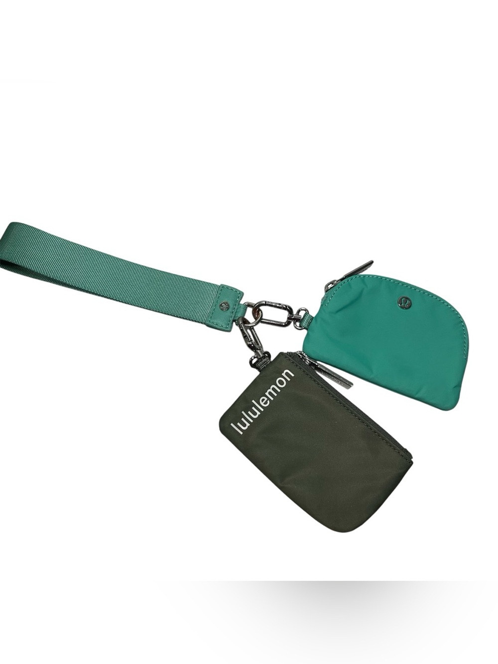 Lululemon Wristlet Belt Bag Dual Pouch Green Color with silver hardware